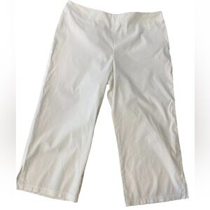 Studio M ladies size XL white‎ side zip linen cotton blend wide leg pants-EUC